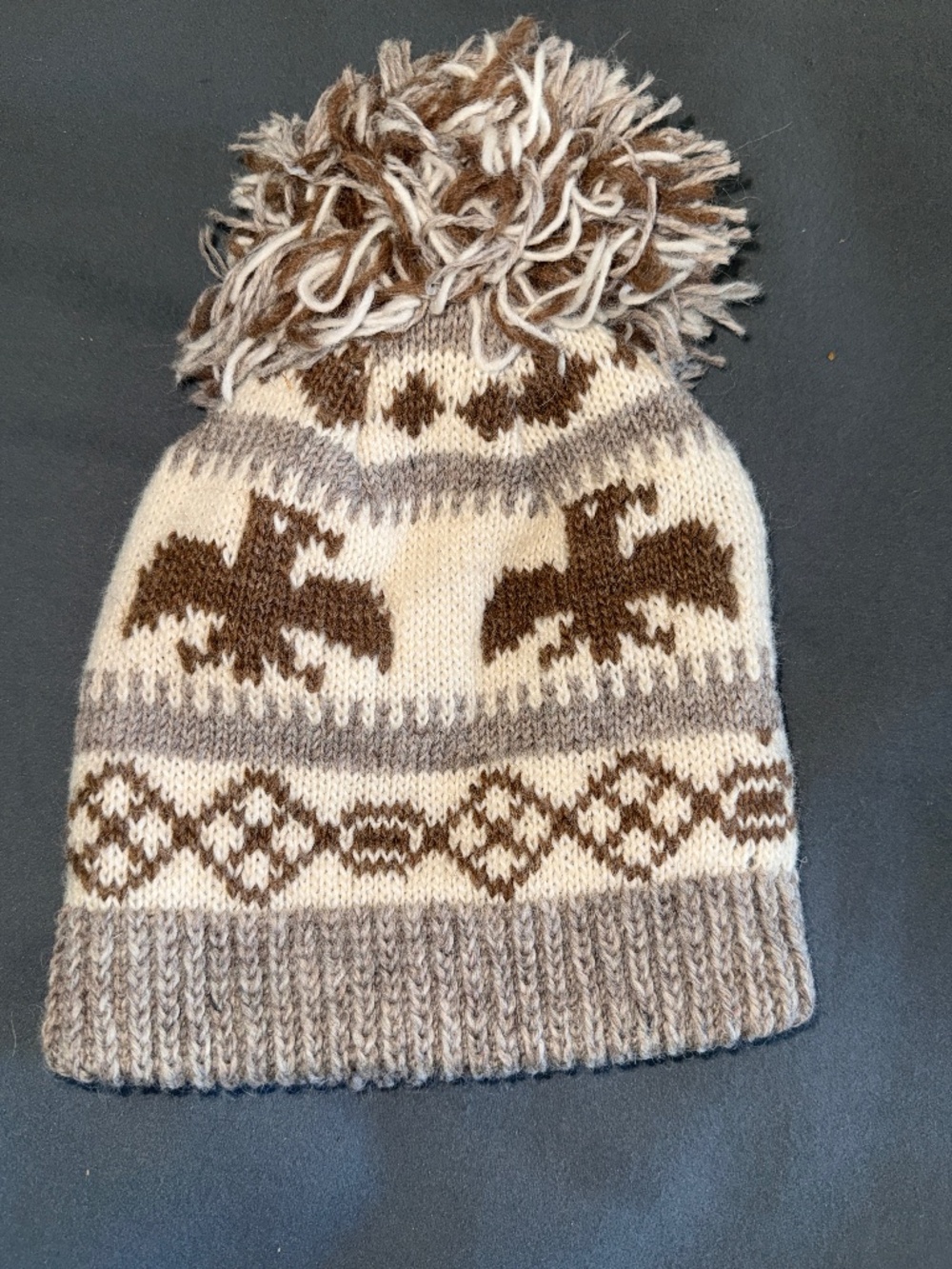 Cowichan Buffalo Wool Toque Hat with Pom Pom OS